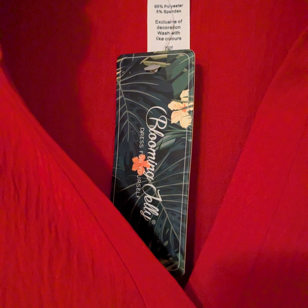 NWT Red Ruffled Women's Blouse - Picture 3 of 3